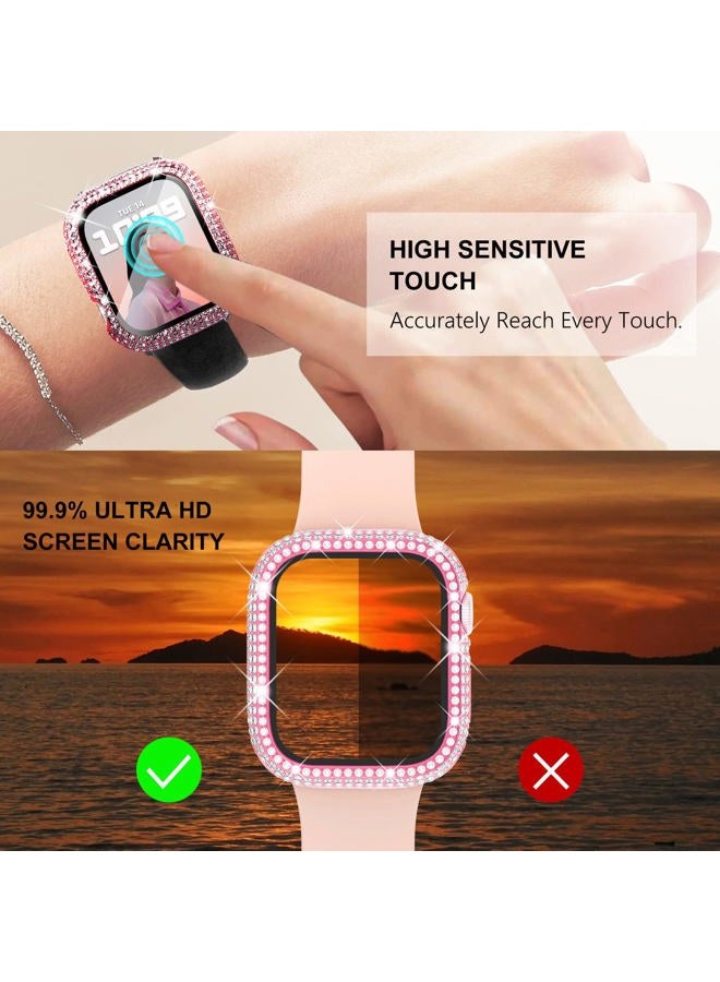 WINGLE Compatible with Apple Watch Screen Protector 42mm Series 11 10, Lady Shiny Diamond Protector Bumper Cover with Tempered Glass Screen Protector for Apple watch case 42mm, 6 Pack - Image 4