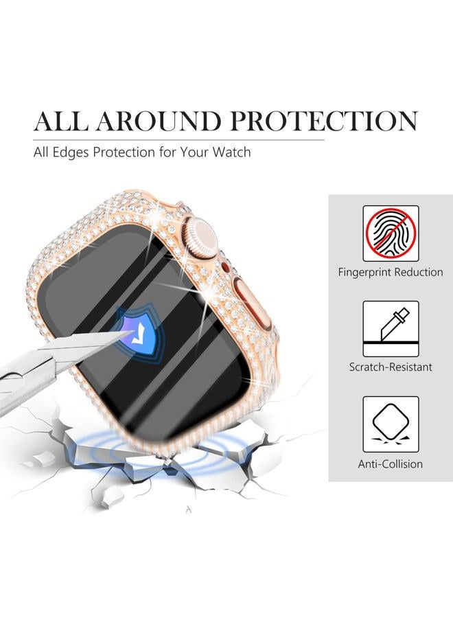 WINGLE Compatible with Apple Watch Screen Protector 42mm Series 11 10, Lady Shiny Diamond Protector Bumper Cover with Tempered Glass Screen Protector for Apple watch case 42mm, 6 Pack - Image 3