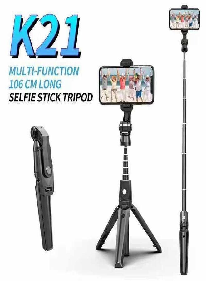ELTRAZONE K21 Foldable Wireless Selfie Stick Tripod Wireless Bluetooth Selfie Stick Handheld Gimbal Tripod With Remote Control For IOS And Androids - Image 2