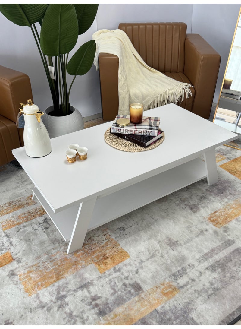 Living White wooden center table for the hall and living room, 120X60X36 cm - Image 4