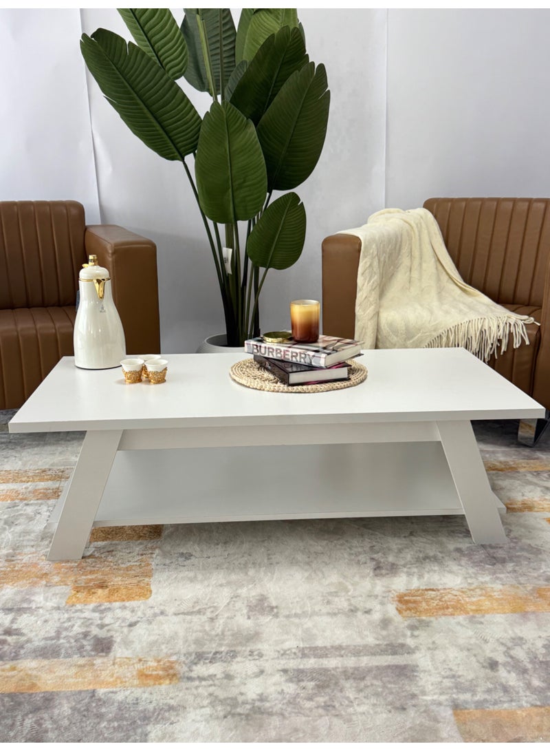 Living White wooden center table for the hall and living room, 120X60X36 cm - Image 3