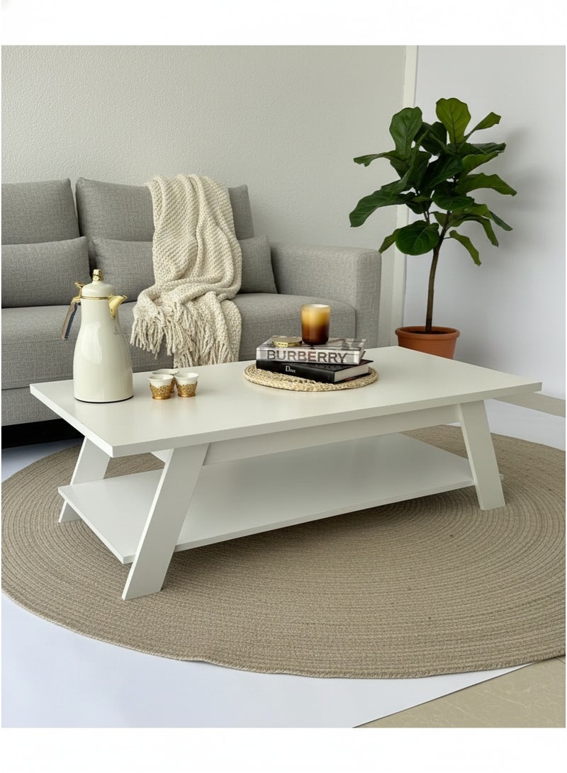 Living White wooden center table for the hall and living room, 120X60X36 cm - Image 2