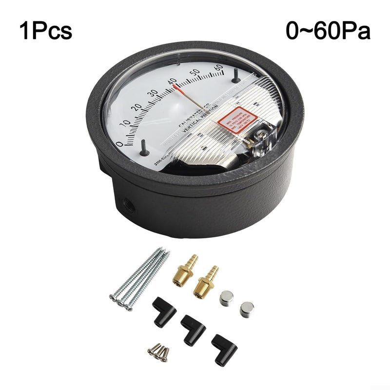 Professional Differential Pressure Gauge Air Flow Meter Industrial Differential Pressure Gauge Air Conditioning Manometer with Aluminum Housing(0-60pa) - Image 4