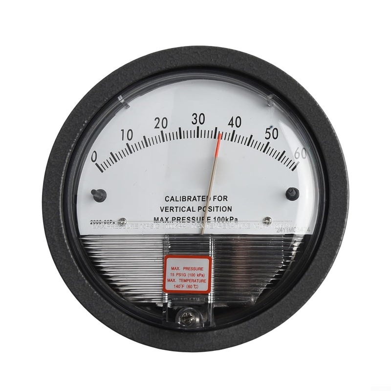 Professional Differential Pressure Gauge Air Flow Meter Industrial Differential Pressure Gauge Air Conditioning Manometer with Aluminum Housing(0-60pa) - Image 2
