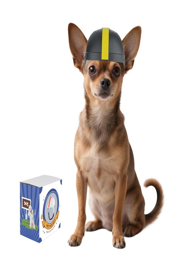 NAMSAN XSmall Dog Motorcycle Helmet, Hard Helmet for Dogs Small Breeds, Football Games Dog Hat with Ear Holes, (Black/Yellow-S) - Image 1