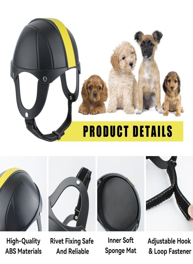 NAMSAN XSmall Dog Motorcycle Helmet, Hard Helmet for Dogs Small Breeds, Football Games Dog Hat with Ear Holes, (Black/Yellow-S) - Image 3