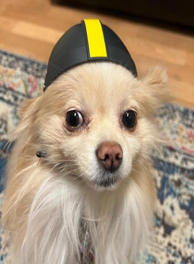 NAMSAN XSmall Dog Motorcycle Helmet, Hard Helmet for Dogs Small Breeds, Football Games Dog Hat with Ear Holes, (Black/Yellow-S) - Image 2