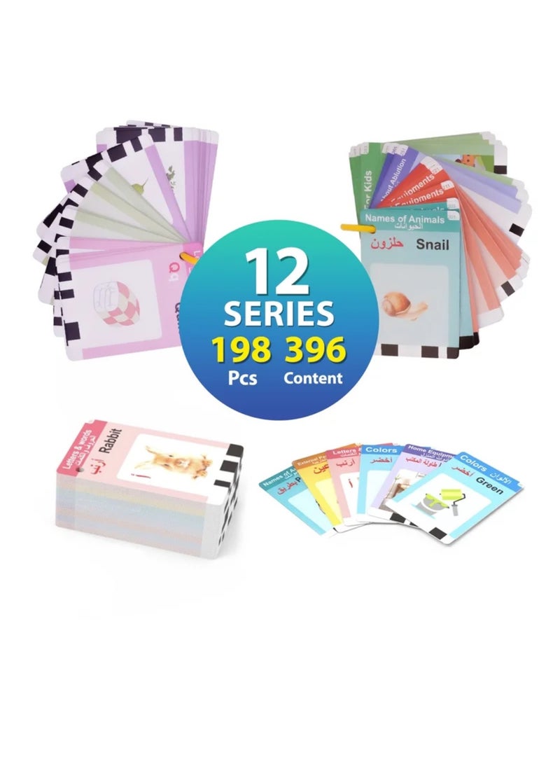 English-Arabic Flash Cards Learning Machine for Toddlers | 198 Cards, 396 Words | Educational Toy for 3-6 Year Old  Speech Therapy, Word Games, Early Education  - Image 3