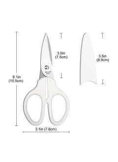 KASTWAVE Premium 6-Inch White Scissors for Office and Home - Durable Straight-Edged Tool for Sewing, Crafting, and More - Includes Protective Cover - Perfect for School, Office, and Home Use  - Image 2