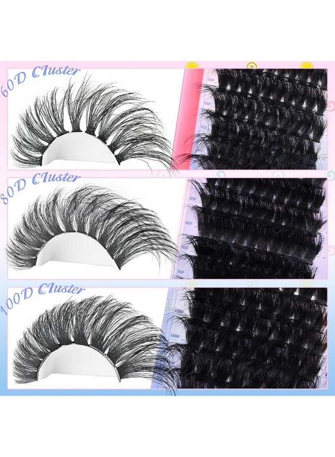 BEFACL Lash Clusters Fluffy Individual Lashes D Curl Cluster Eyelash Extensions 14-25mm DIY Lash Extension Thick False Eyelashes Cluster Matte Black DIY Lashes Extension at Home (280pcs-60P+80P+100P) - Image 2