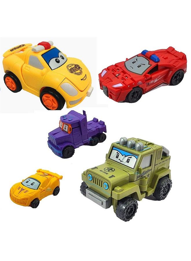 FunBlast 2 In1 Pull Back Toy Car Jeep Truck & 2 Car To Robot Toy For Kids Toy Vehicle For 3+ Year Old Boys & Girls (Random Color; 5 Unit) - Image 1