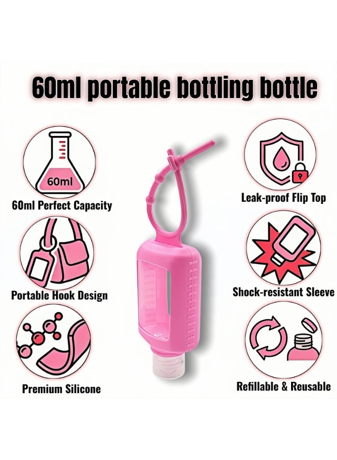 4-Pack Travel Refillable Squeeze Bottles with Silicone Sleeve & Keychain, 2oz/60ml Leak-Proof PETG Plastic Toiletry Containers - Image 4