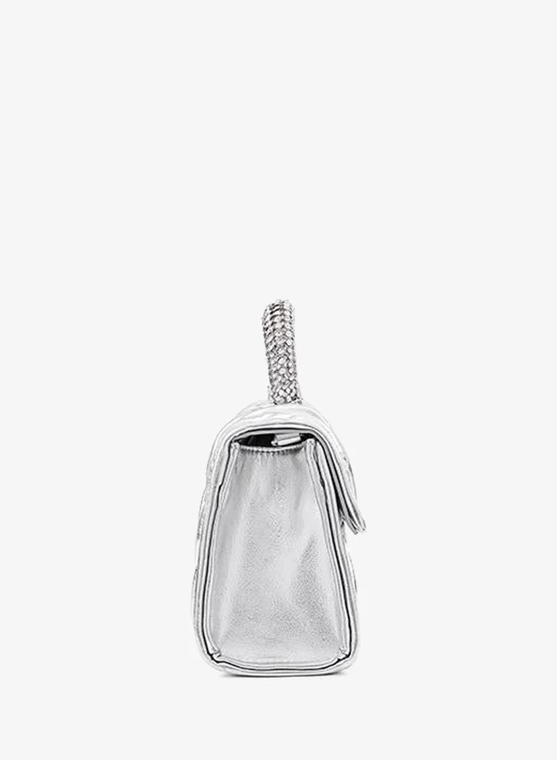 Cuple Silver Cuple Textured Zip Shoulder Bag for Women | Best Price UAE