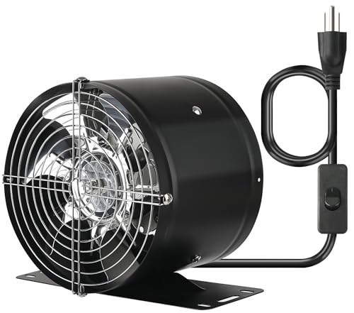 Aydomer 6 Inch Inline Duct Fan, with Switch Low Noise High Air Flow Extractor Fan Metal Exhaust Fan with Bracket and Mesh for Basement, Garage, Attic, Kitchen(Black) - Image 1