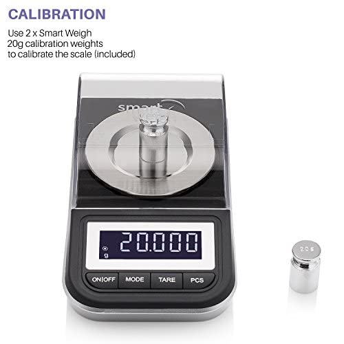 Smart Weigh 50g x 0.001 Grams, Premium High Precision Digital Milligram Scale, Includes Tweezers, Calibration Weights,Three Weighing Pans and Case - Image 3