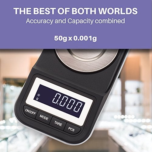 Smart Weigh 50g x 0.001 Grams, Premium High Precision Digital Milligram Scale, Includes Tweezers, Calibration Weights,Three Weighing Pans and Case - Image 5