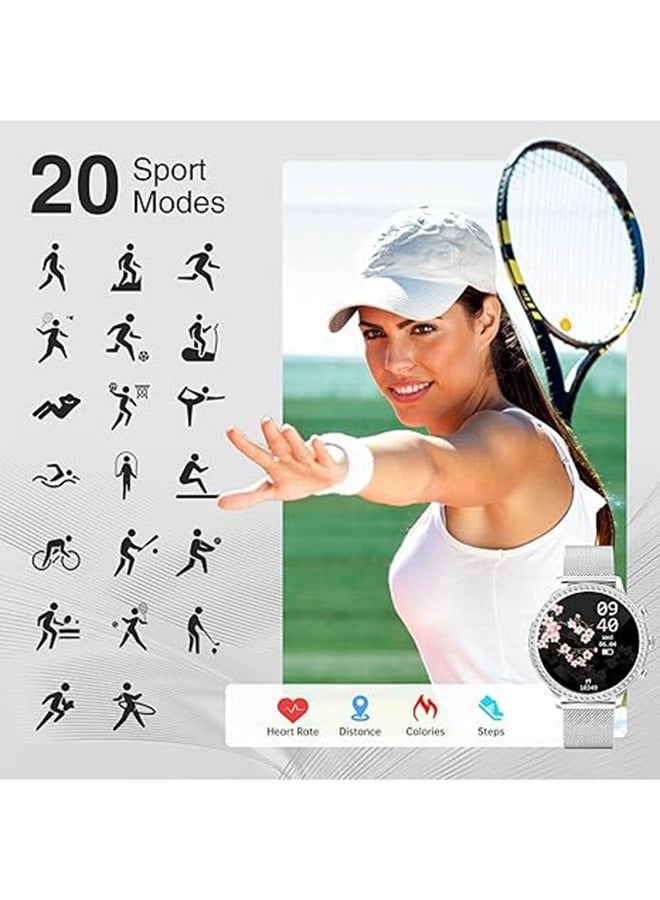 RollsTimi  Smartwatch for Women Make Answer Call 1.32" Full Touch Screen Fitness Tracker with Heart Rate Sleep Monitor IP67 Waterproof Pedometer Stopwatch for iOS Android,Silver  - Image 2