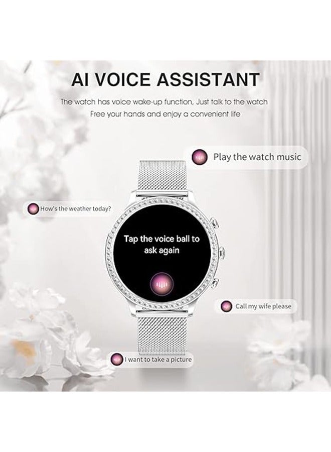 RollsTimi  Smartwatch for Women Make Answer Call 1.32" Full Touch Screen Fitness Tracker with Heart Rate Sleep Monitor IP67 Waterproof Pedometer Stopwatch for iOS Android,Silver  - Image 4