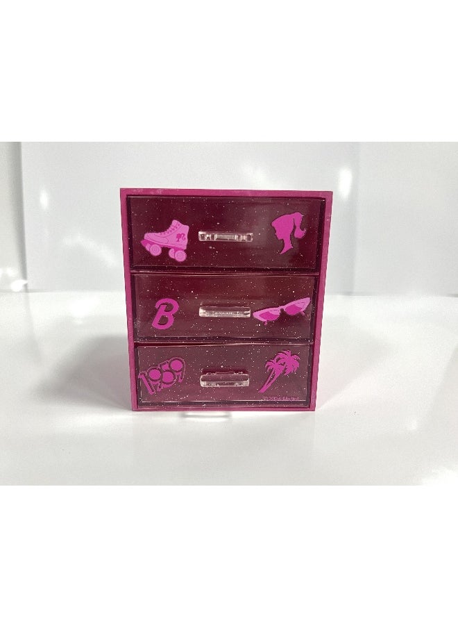Miniso - Organize your essentials with this stylish 3-tier drawer organizer from the Barbie Pink Collection. - Image 1