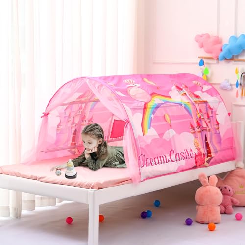 CRAWLBO Kids Bed Tent Twin Beds Cartoons Wonder Play Tents Boys Girls Ventilated Indoor Play Tent Children Promotes Independent Play Stimulates Imagination SetUp Playhouse Castle - Image 5