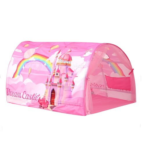 CRAWLBO Kids Bed Tent Twin Beds Cartoons Wonder Play Tents Boys Girls Ventilated Indoor Play Tent Children Promotes Independent Play Stimulates Imagination SetUp Playhouse Castle - Image 1