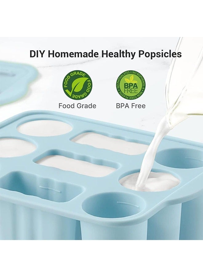 Silicone Popsicles Mold, 9 Hollow With Lids Reusable Easy-Release Ice Cream Popsicles Molds, Maker Homemade Ice, Lollipop Mold for Home Flexible Leak-Free Ice, Cube Tray Juice Yogurt Fruit  - Image 4