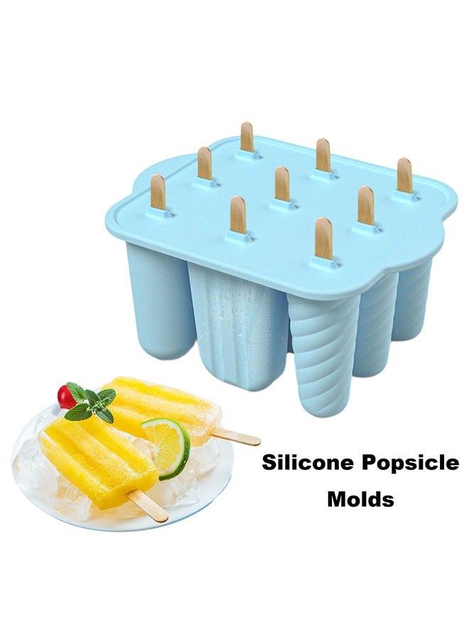 Silicone Popsicles Mold, 9 Hollow With Lids Reusable Easy-Release Ice Cream Popsicles Molds, Maker Homemade Ice, Lollipop Mold for Home Flexible Leak-Free Ice, Cube Tray Juice Yogurt Fruit  - Image 5