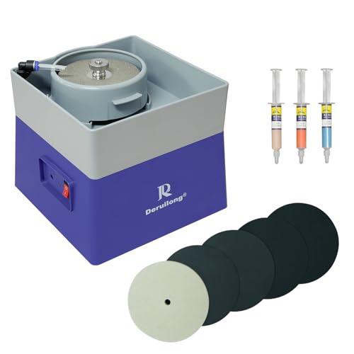 Deruilong 4 Flat Grinding Machine Grinding Equipment Shaping and Polishing Tools Mineral Rock Polishing Machines Grinding Machines Includes Rock Mineral Polishing Machine Accessory Kit - Image 1