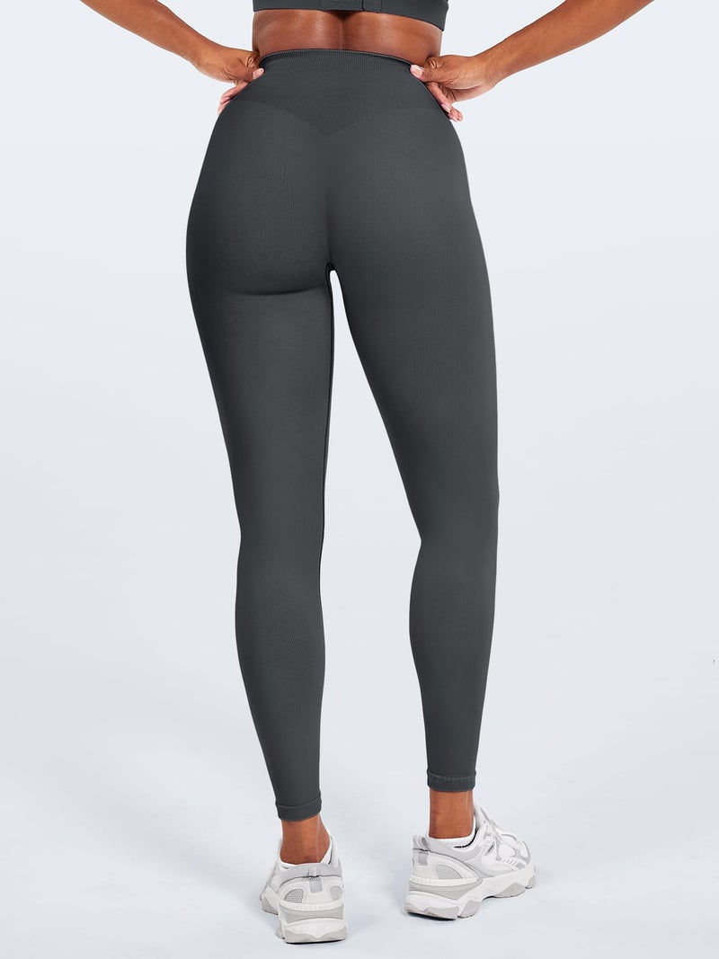 YEOREO Women Seamless Workout Leggings Gym High Waist Yoga Pants Grey XS - Image 3