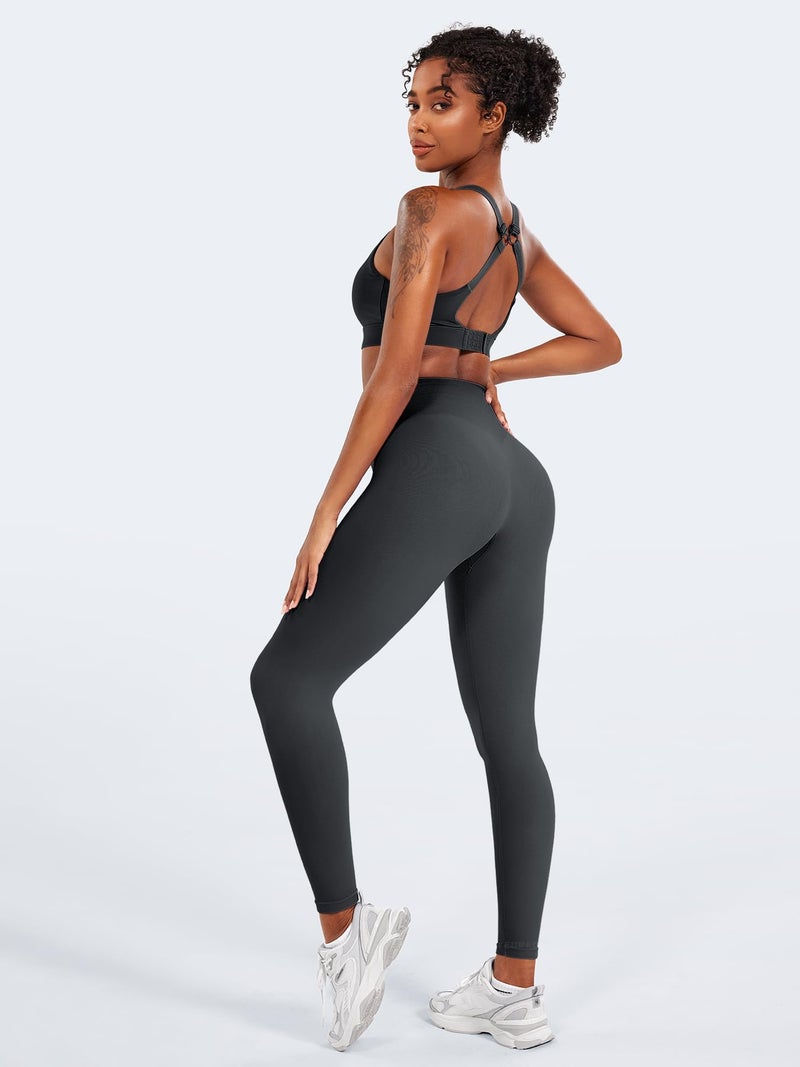 YEOREO Women Seamless Workout Leggings Gym High Waist Yoga Pants Grey XS - Image 5