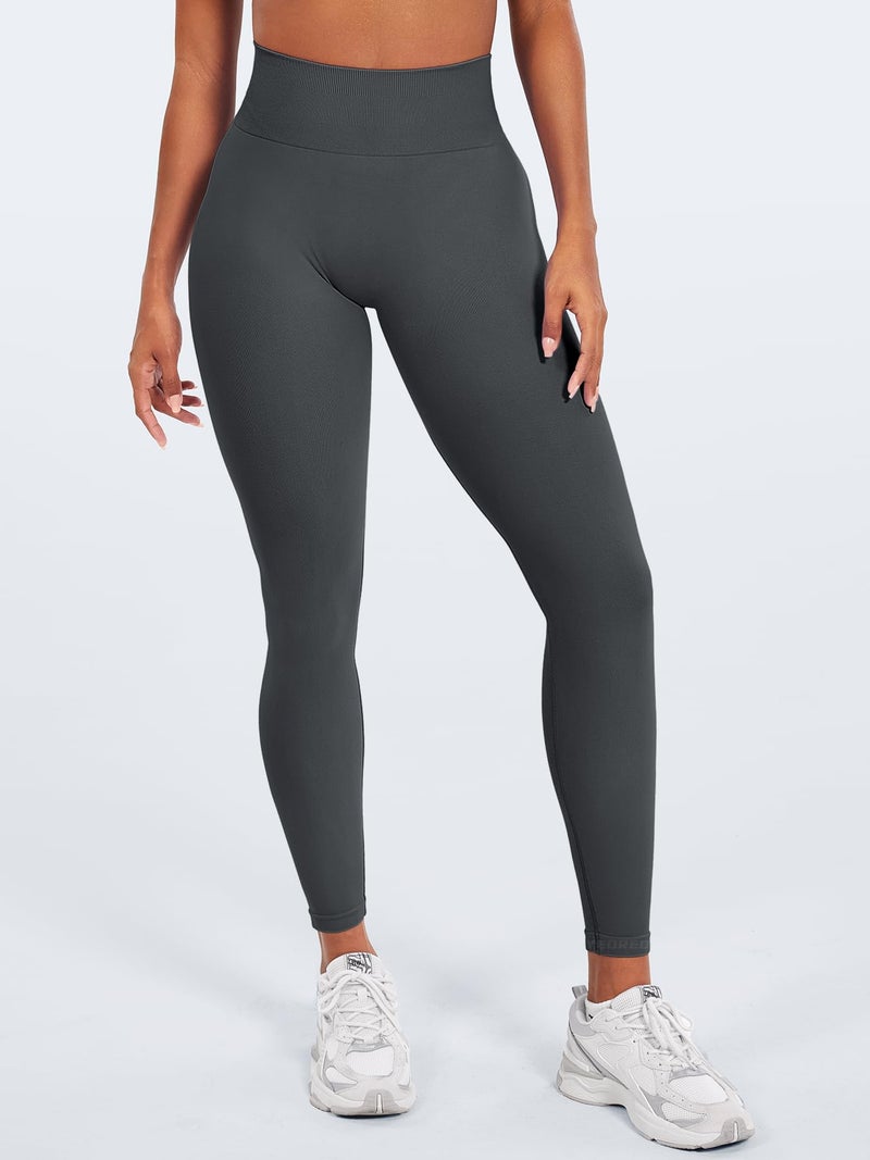 YEOREO Women Seamless Workout Leggings Gym High Waist Yoga Pants Grey XS - Image 2