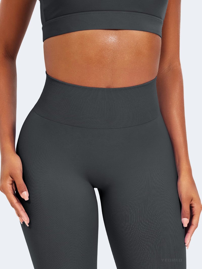 YEOREO Women Seamless Workout Leggings Gym High Waist Yoga Pants Grey XS - Image 4