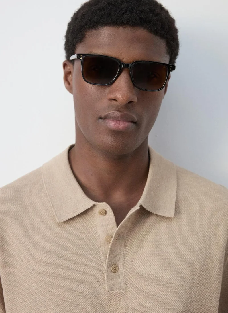Mango Man 08-BEIGE Fine-Knit Cotton Polo Shirt for Men | Best Price UAE