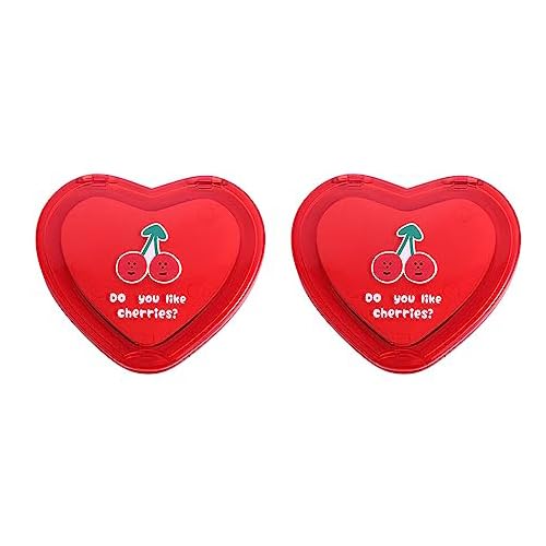 Pokinge 2 Pcs Mini DoubleSided Folding Makeup Mirrors HeartShaped Cosmetic Mirrors Foldable Compact Mirror Travel Makeup Mirror for Girls Gift
