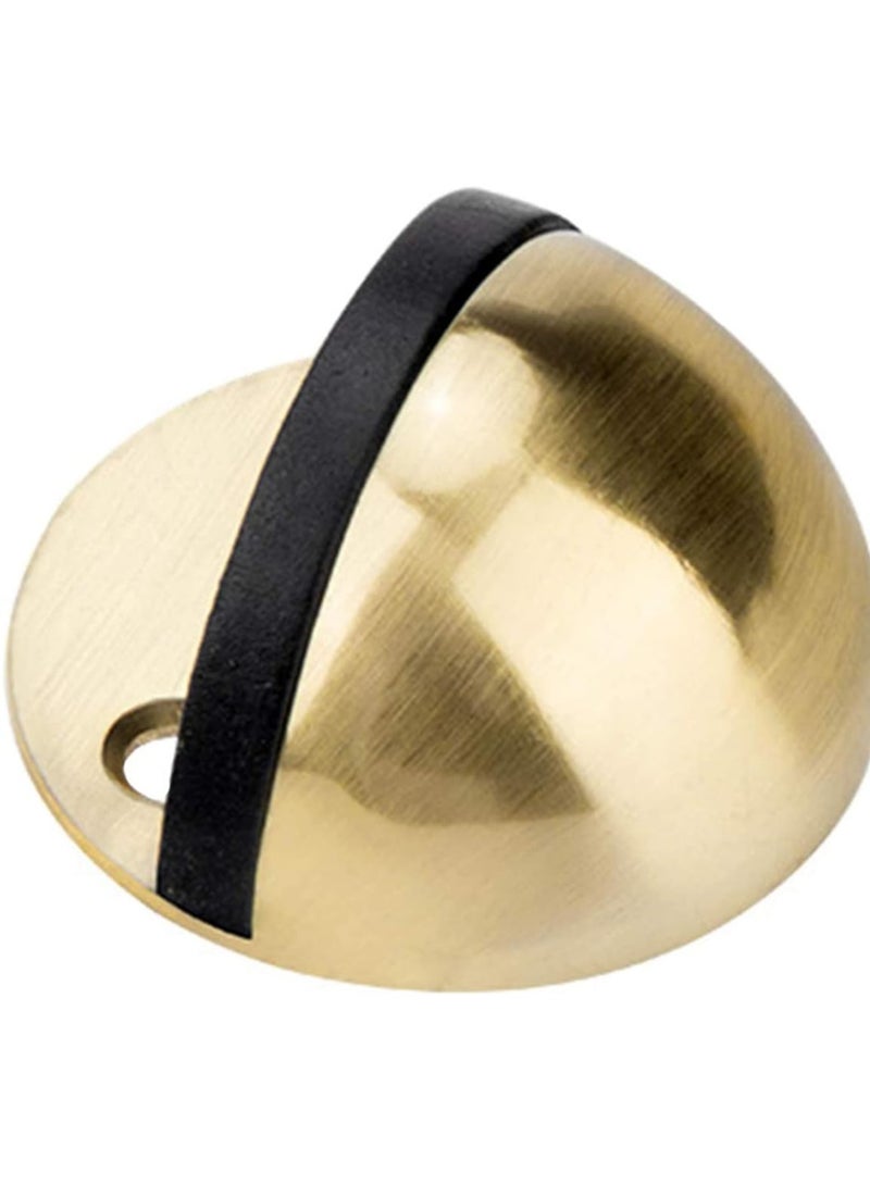 Bukela Floor Mount Door Stopper 3M Adhesive Round Stainless Steel Doorstop with Rubber Bumper Tip Wall Protector, Ground Dome Half Ball Door Stops for Bedroom Living Bath Shower Room Office Gold - Image 1