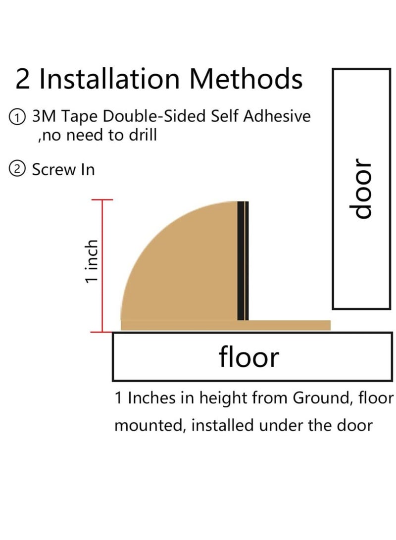 Bukela Floor Mount Door Stopper 3M Adhesive Round Stainless Steel Doorstop with Rubber Bumper Tip Wall Protector, Ground Dome Half Ball Door Stops for Bedroom Living Bath Shower Room Office Gold - Image 3