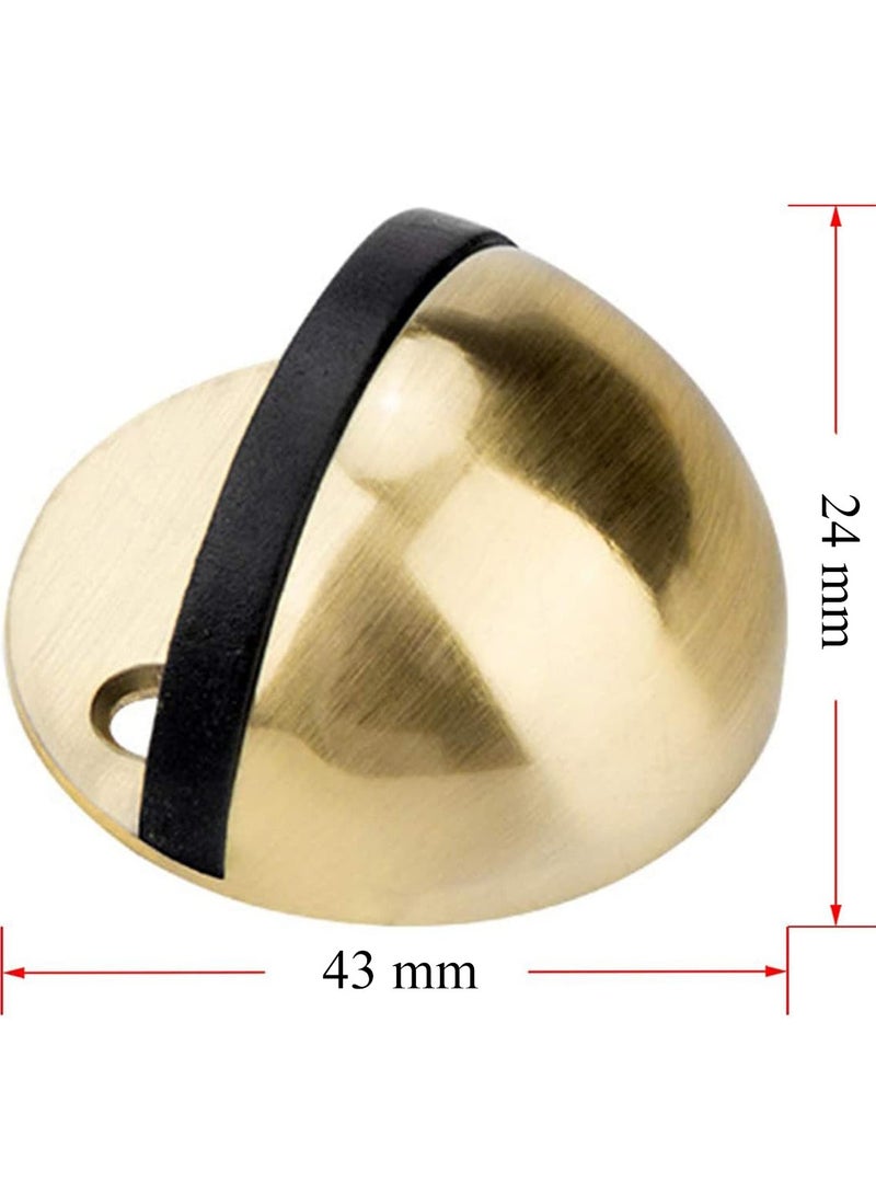 Bukela Floor Mount Door Stopper 3M Adhesive Round Stainless Steel Doorstop with Rubber Bumper Tip Wall Protector, Ground Dome Half Ball Door Stops for Bedroom Living Bath Shower Room Office Gold - Image 5