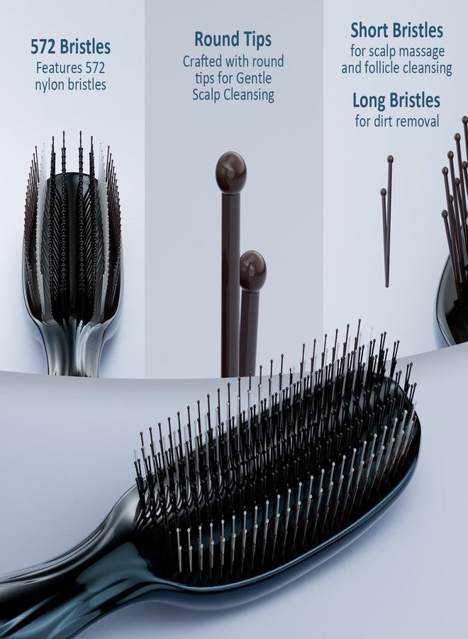AJXX Detangling Hair Brush Massage Hairbrush for Men & Women - AJXX Detangler Brush for Thick Hair，Effortlessly Shaping Hairbrush for All Type, Ergonomic Design for Curly and Straight（Black） - Image 2