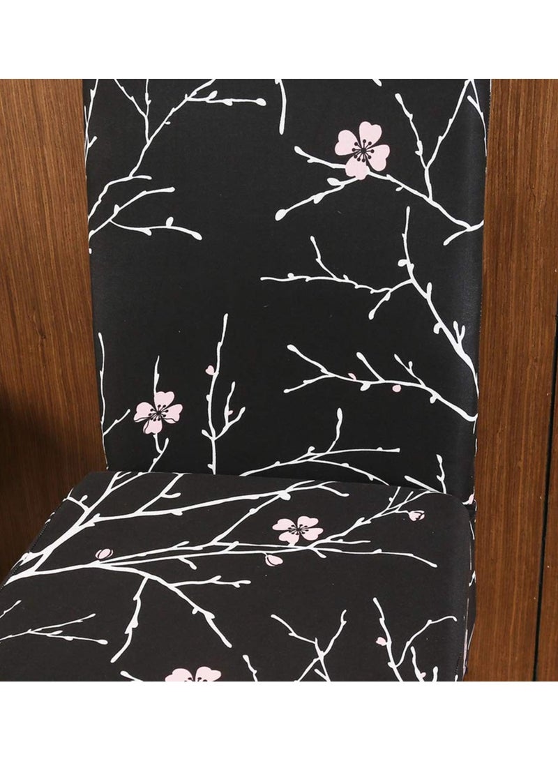 SYOSI 4Pcs Dining Chair Covers, Stretch Modern Chair Cover, Print Dining Room Chair Covers, Removable Washable  Slipcovers Elastic Chair Protector for Hotel Party Wedding Banquet (Black) - Image 3