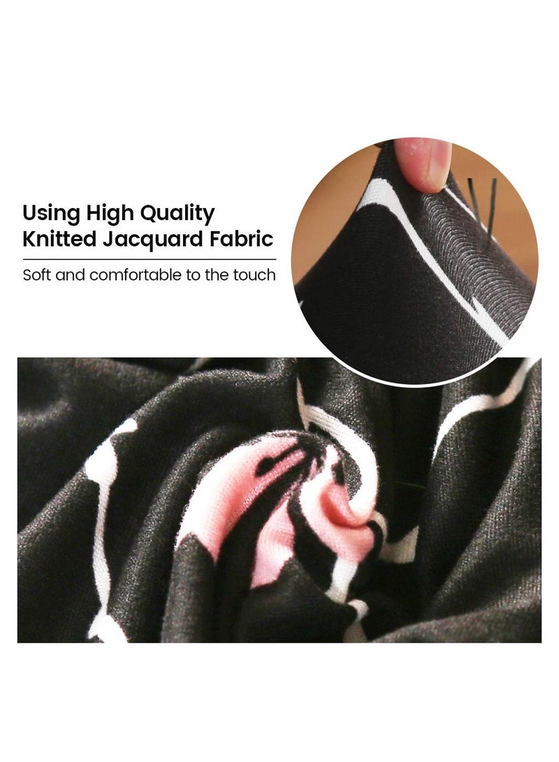 SYOSI 4Pcs Dining Chair Covers, Stretch Modern Chair Cover, Print Dining Room Chair Covers, Removable Washable  Slipcovers Elastic Chair Protector for Hotel Party Wedding Banquet (Black) - Image 4