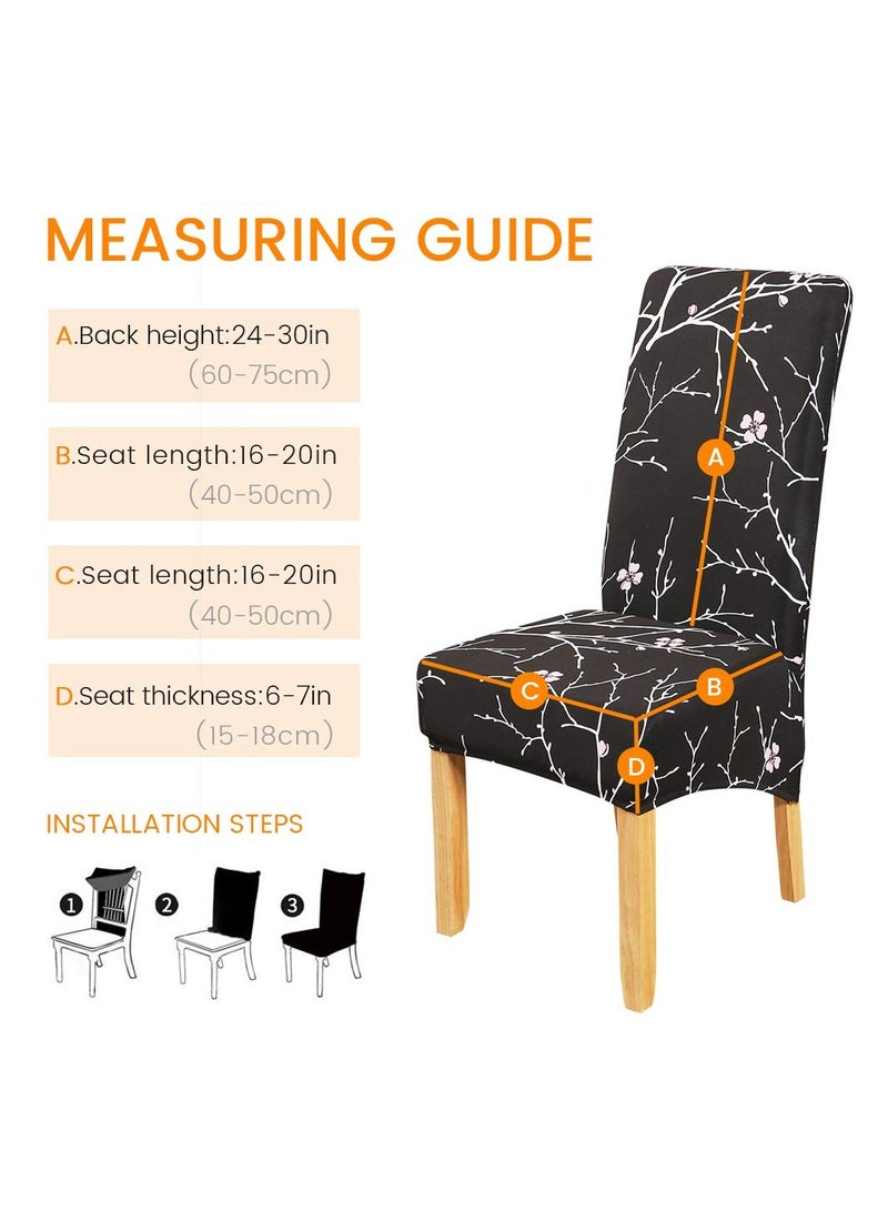 SYOSI 4Pcs Dining Chair Covers, Stretch Modern Chair Cover, Print Dining Room Chair Covers, Removable Washable  Slipcovers Elastic Chair Protector for Hotel Party Wedding Banquet (Black) - Image 5