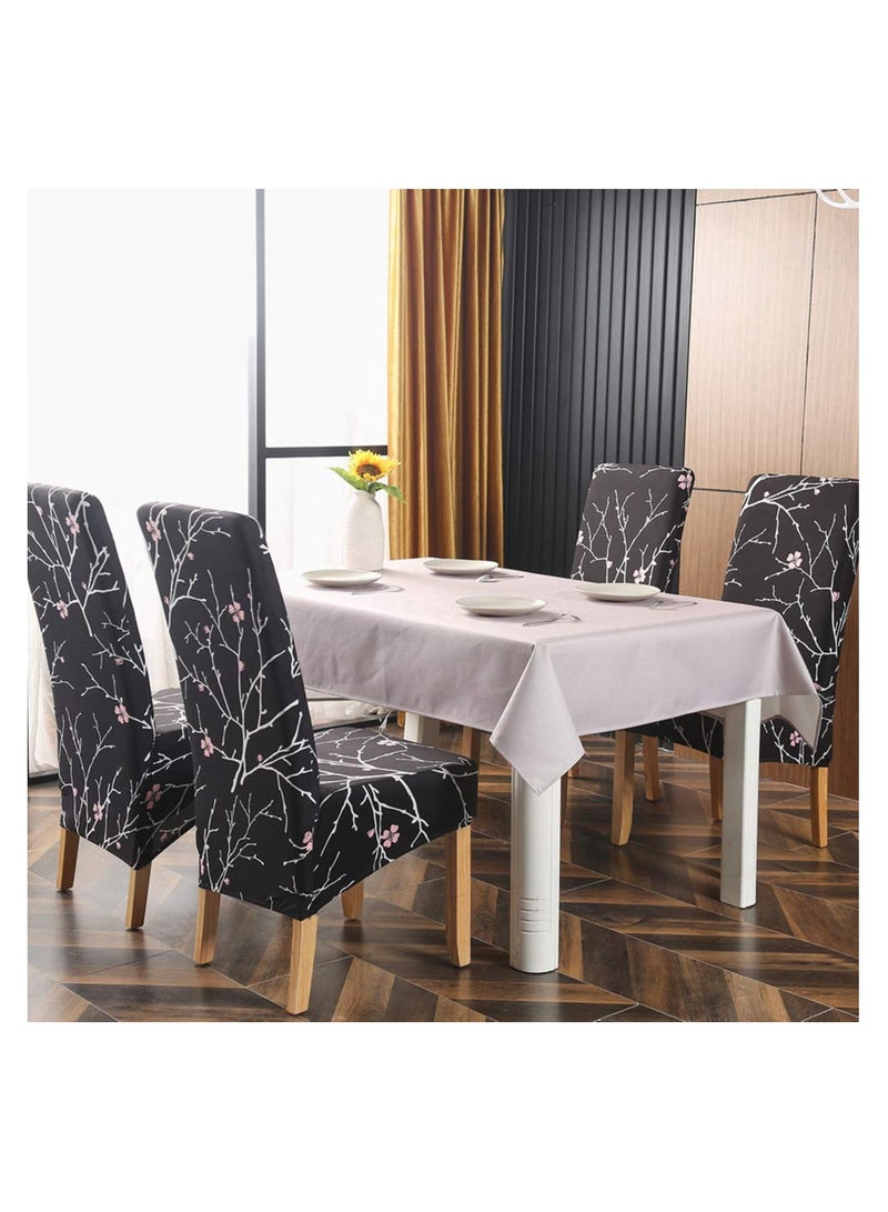 SYOSI 4Pcs Dining Chair Covers, Stretch Modern Chair Cover, Print Dining Room Chair Covers, Removable Washable  Slipcovers Elastic Chair Protector for Hotel Party Wedding Banquet (Black) - Image 2