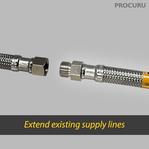 PROCURU 2Pack 24Inch Faucet Supply Extension 38 OD Comp Male x 38 Comp Female Stainless Steel Braided Faucet Connetor Hose Certified Safe 9SFD242P - Image 3