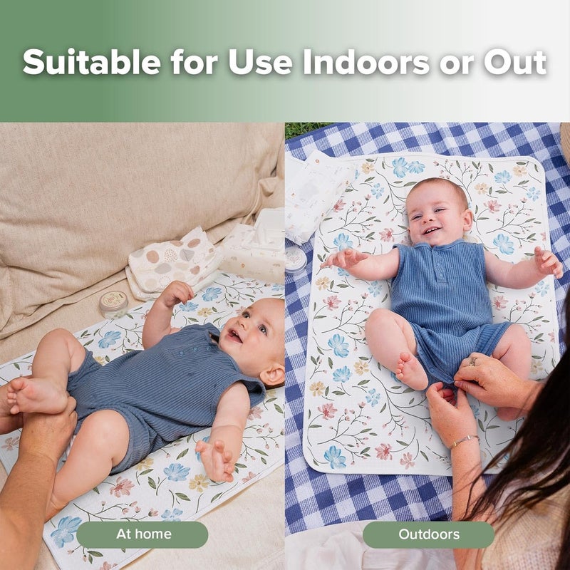 haakaa Waterproof Changing Pad Liners, 100% Cotton, Soft & Breathable (1pc, 19.5" x 27.5" Garden Flow) - Image 4