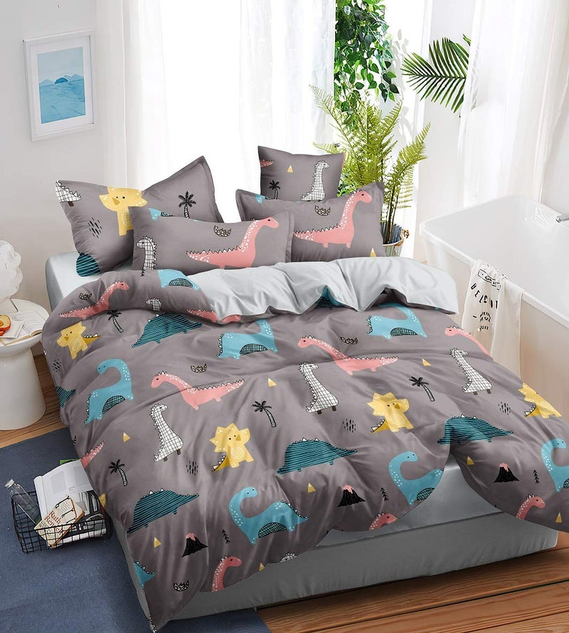 MORADO ® Premium Glace Cotton 160 TC Cartoon Double Bedsheet with 2 King Size Pillow Covers (90X100 Inches, Grey) - Image 3