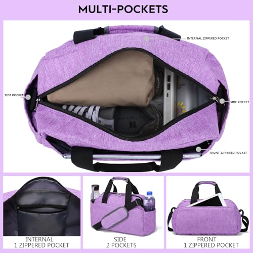 Ineetatu 14 inch Small Gym Bag for Women & Men, Mini Duffel Bag for Travel Sports Lightweight Carry On Bag, Light Purple - Image 2