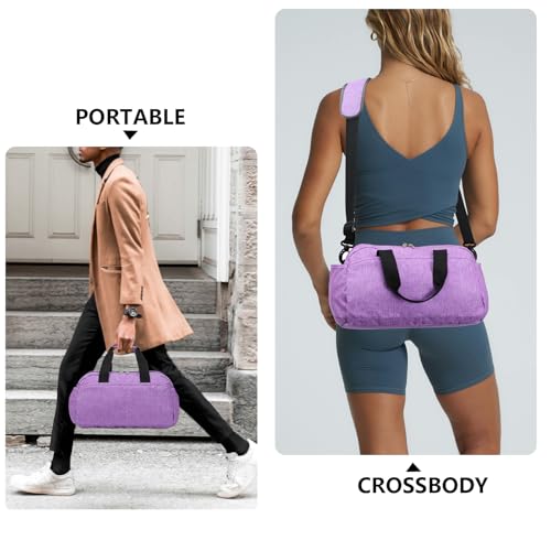Ineetatu 14 inch Small Gym Bag for Women & Men, Mini Duffel Bag for Travel Sports Lightweight Carry On Bag, Light Purple - Image 4