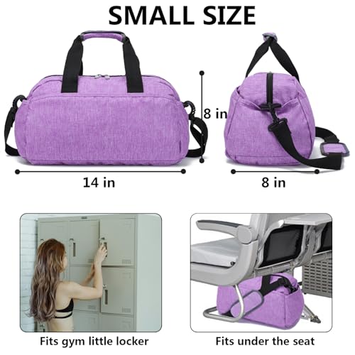Ineetatu 14 inch Small Gym Bag for Women & Men, Mini Duffel Bag for Travel Sports Lightweight Carry On Bag, Light Purple - Image 3