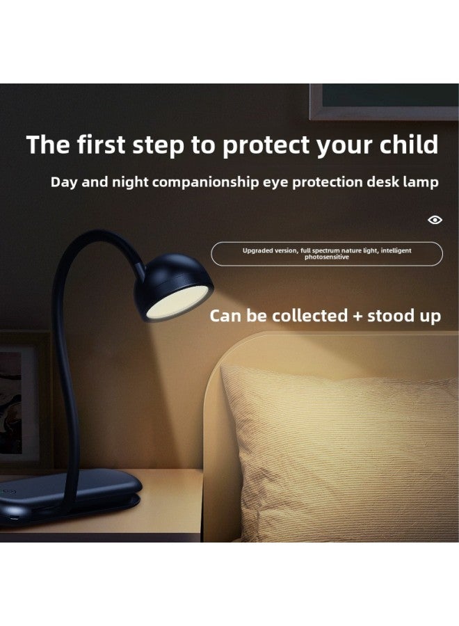 مصباح مكتبي إبداعي لحماية العين، أبيض دافئ، مصدر ضوء مزدوج، طويل الأمد، مصباح يدوي محمول، ضوء ليلي للطلاب، ضوء القراءة - اللون: أسود ممتاز - Image 4