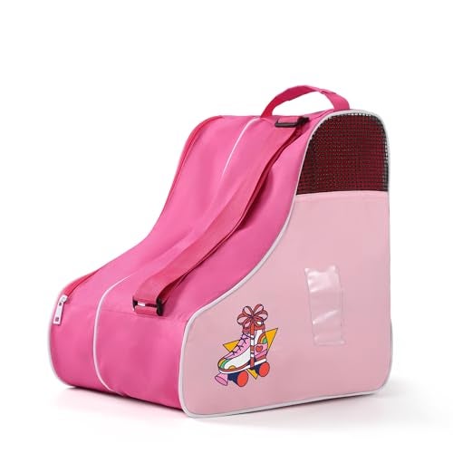 Boulder Bee Roller Skate Bag Ice Skate Bag for Women with Adjustable Shoulder Strap Shoe Bag for Ice SkatingInline Skates for Both Kids and Adults Pink - Image 1